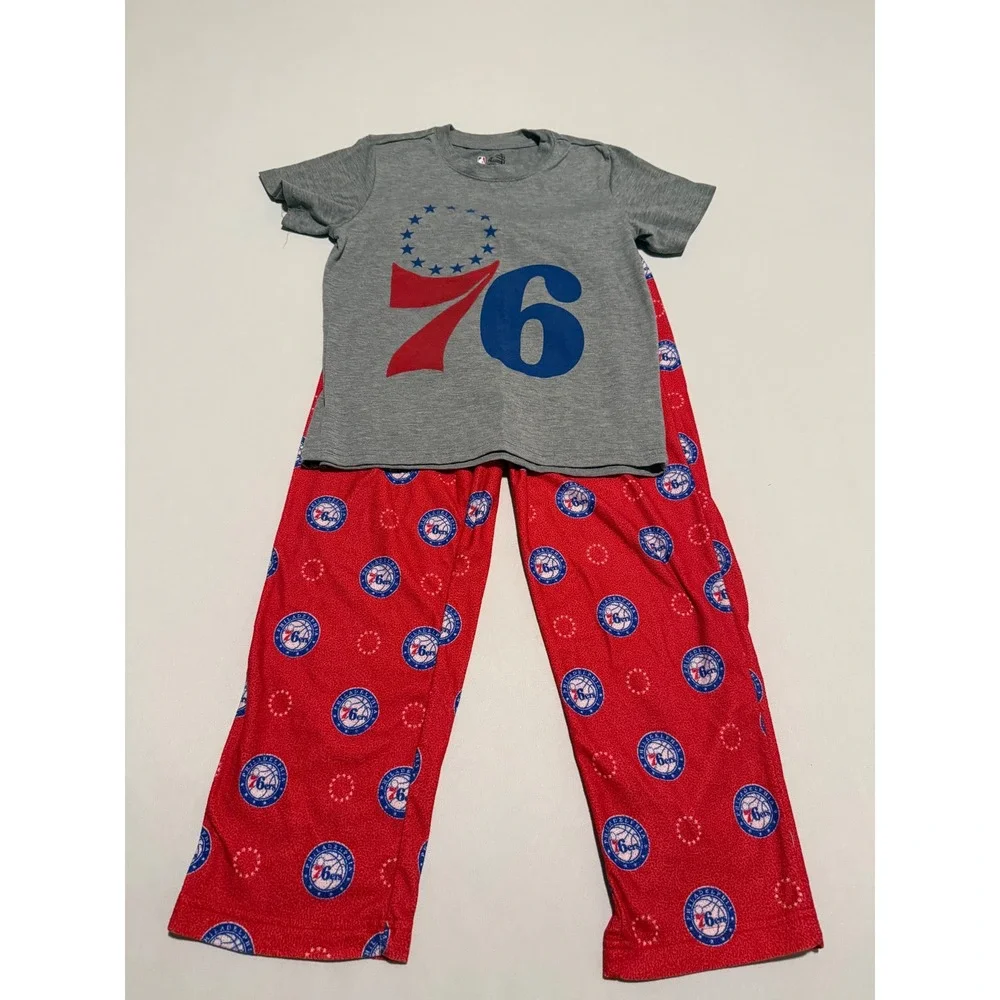 NBA Philadelphia 76ers Youth Pajama Set Ultra Game Gray Red Size 8 Kids PJs